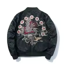Yokai Tempest: Embroidered Storm Deity Bomber