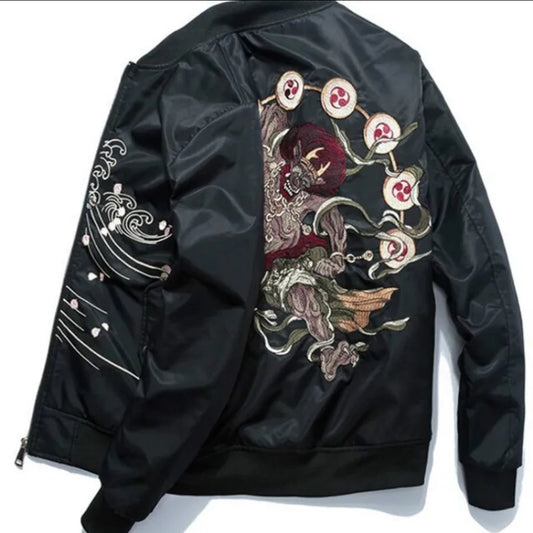Yokai Tempest: Embroidered Storm Deity Bomber